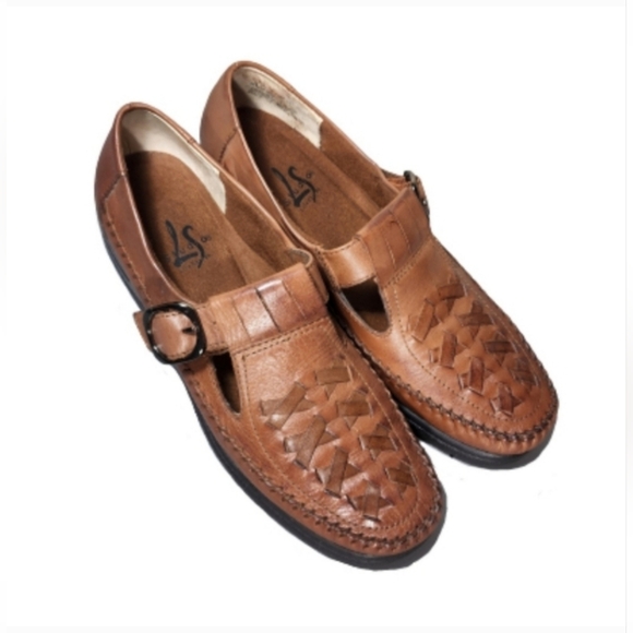 Life Stride Shoes - Life Stride Leather Woven Slip On Loafers Brown Size 7N